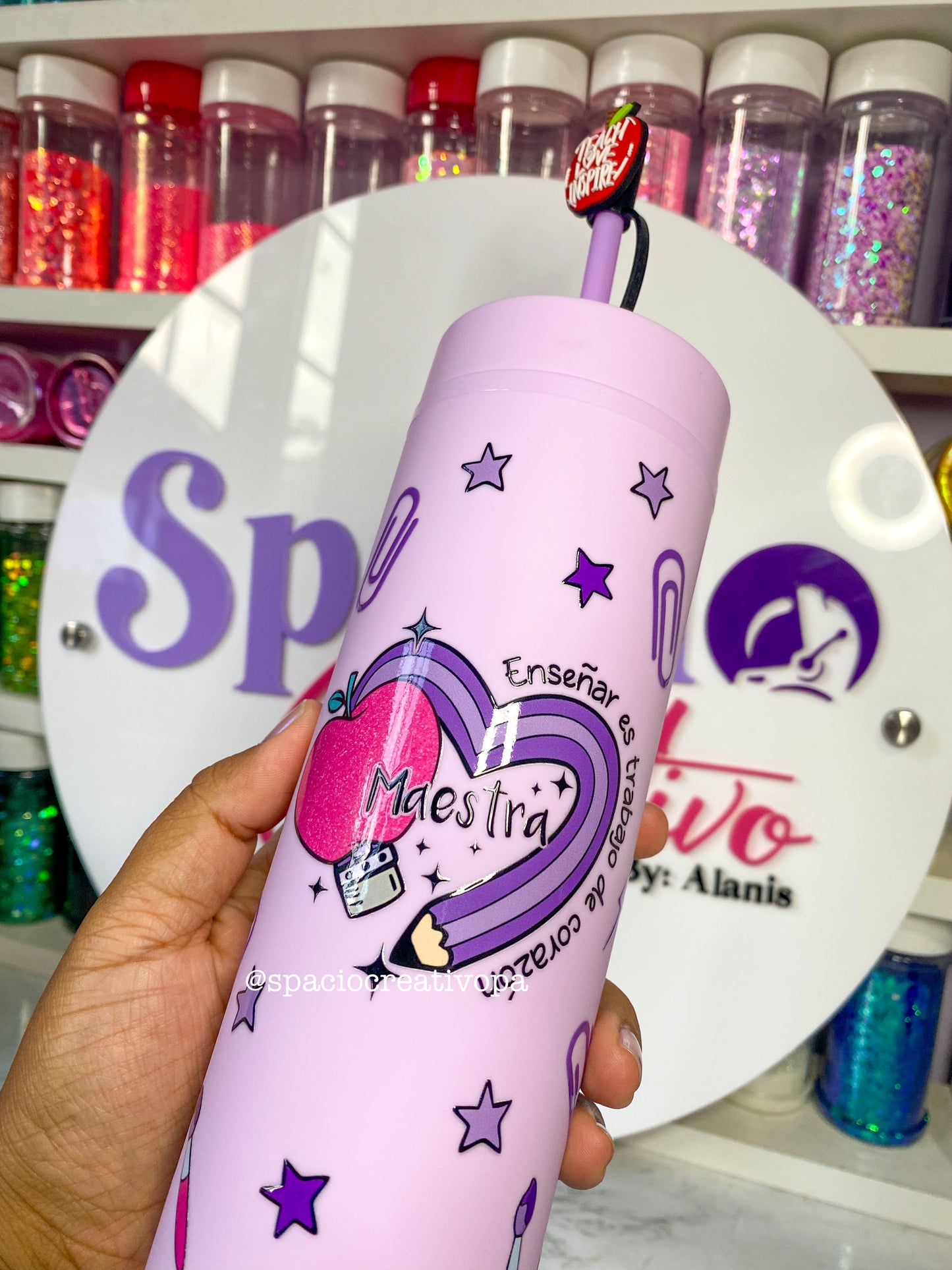 VASO SKINNY 16oz - MAESTRA (CORAZÓN DE LÁPIZ)