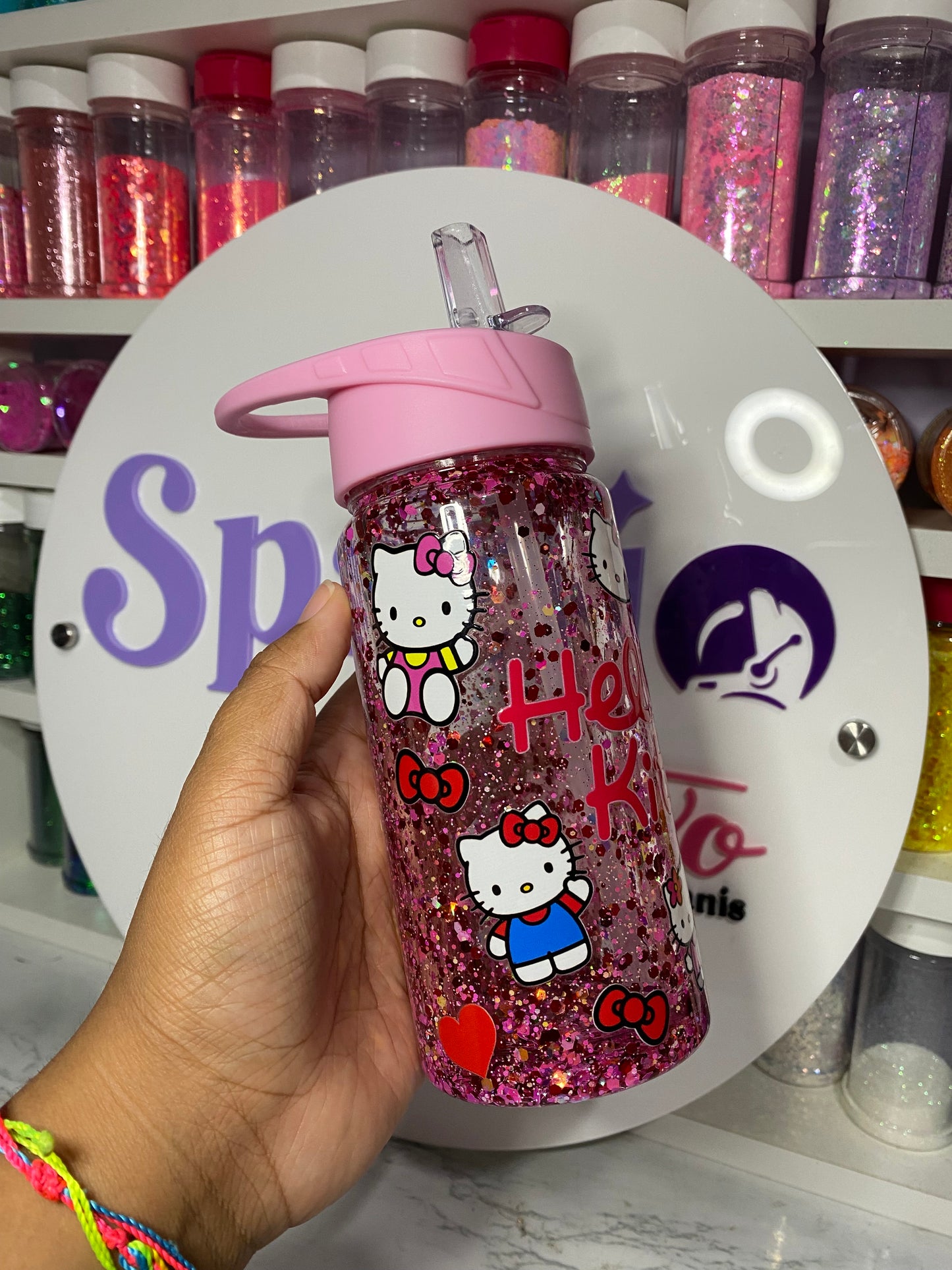 TERMO PLÁSTICO SNOWGLOBE 10oz - TAPA ROSADA