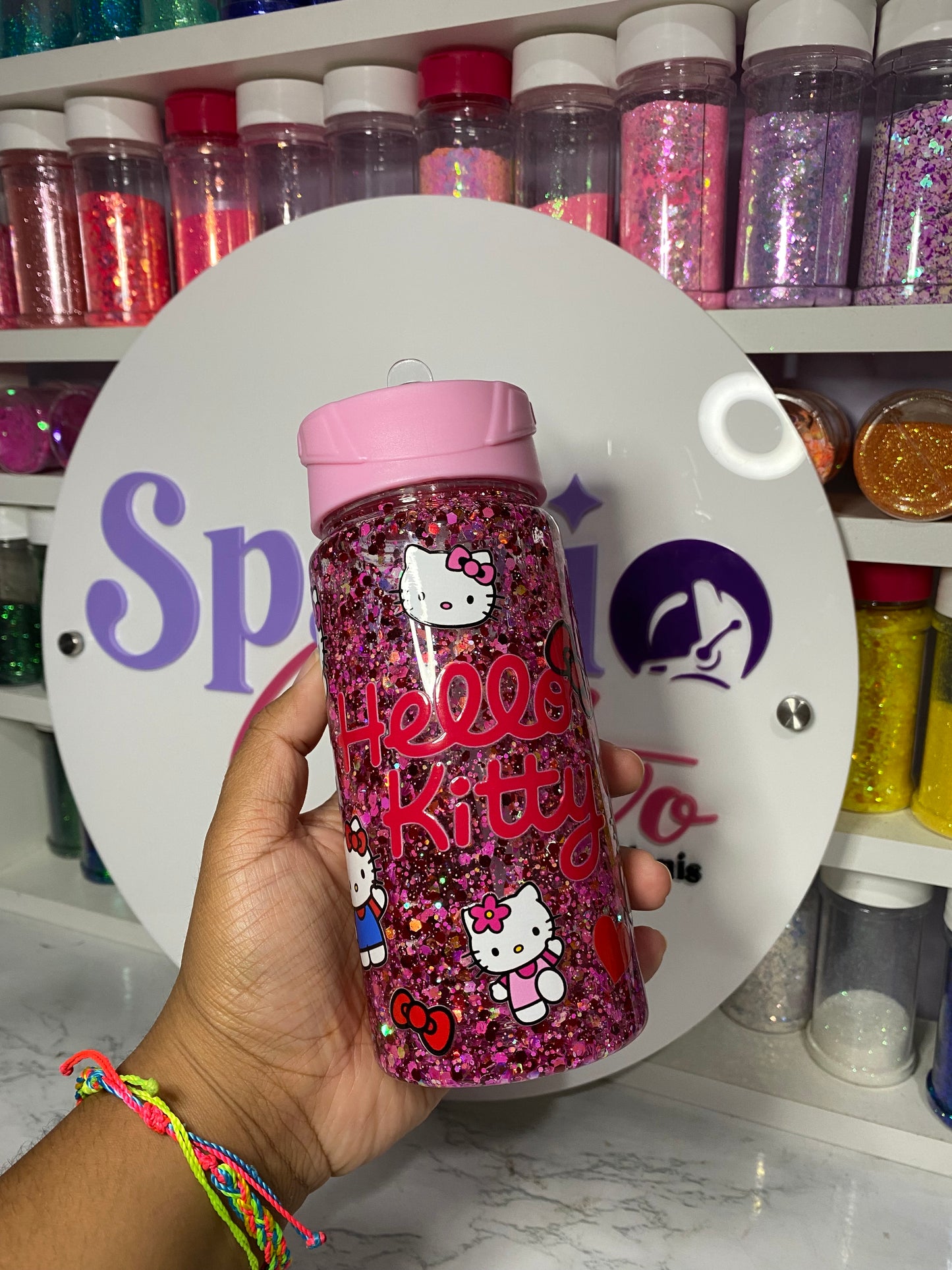 TERMO PLÁSTICO SNOWGLOBE 10oz - TAPA ROSADA