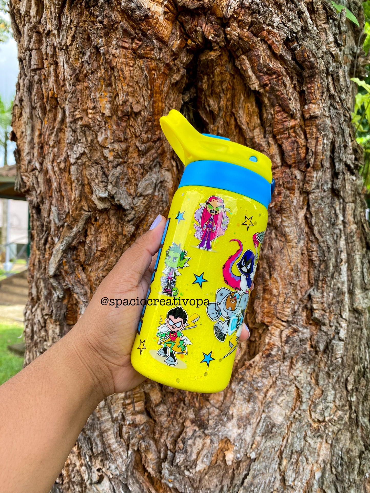 TERMO INFANTIL 12oz - TAPA AMARILLO/CELESTE