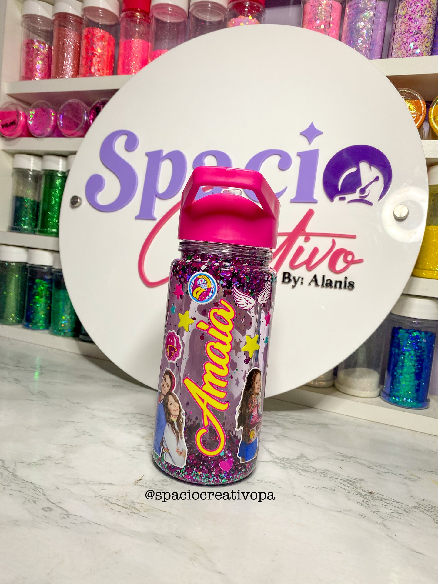 TERMO PLÁSTICO SNOWGLOBE 10oz - TAPA FUCSIA