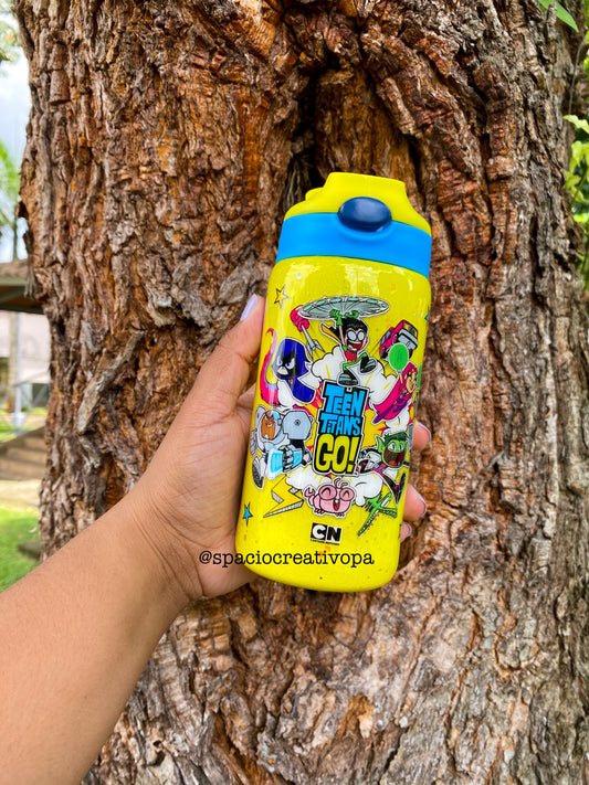 TERMO INFANTIL 12oz - TAPA AMARILLO/CELESTE