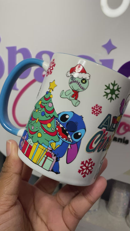 TAZA DE VIDRIO 11oz - STITCH NAVIDEÑO
