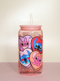 VASO DE VIDRIO 16oz (ROSA) - STITCH&ANGELA
